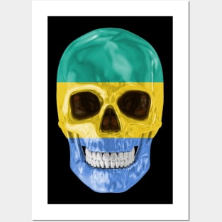 Gabon Flag Skull - Gift for Gabonese With Roots From Gabon Posters and Art